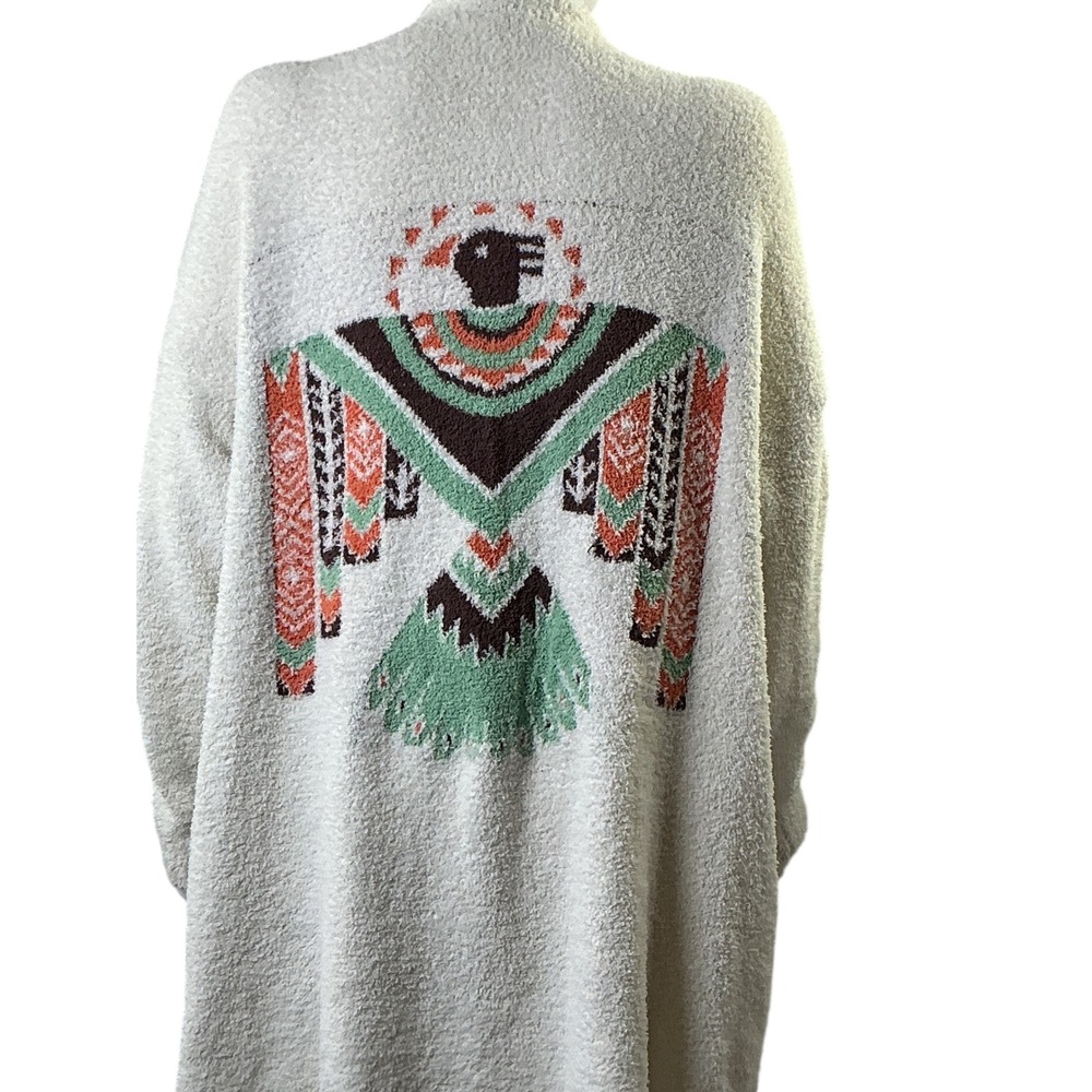 Blakeley Womens Cream Popcorn Knit Thunderbird Graphic Longline Cardigan‎ PS - Picture 9 of 9
